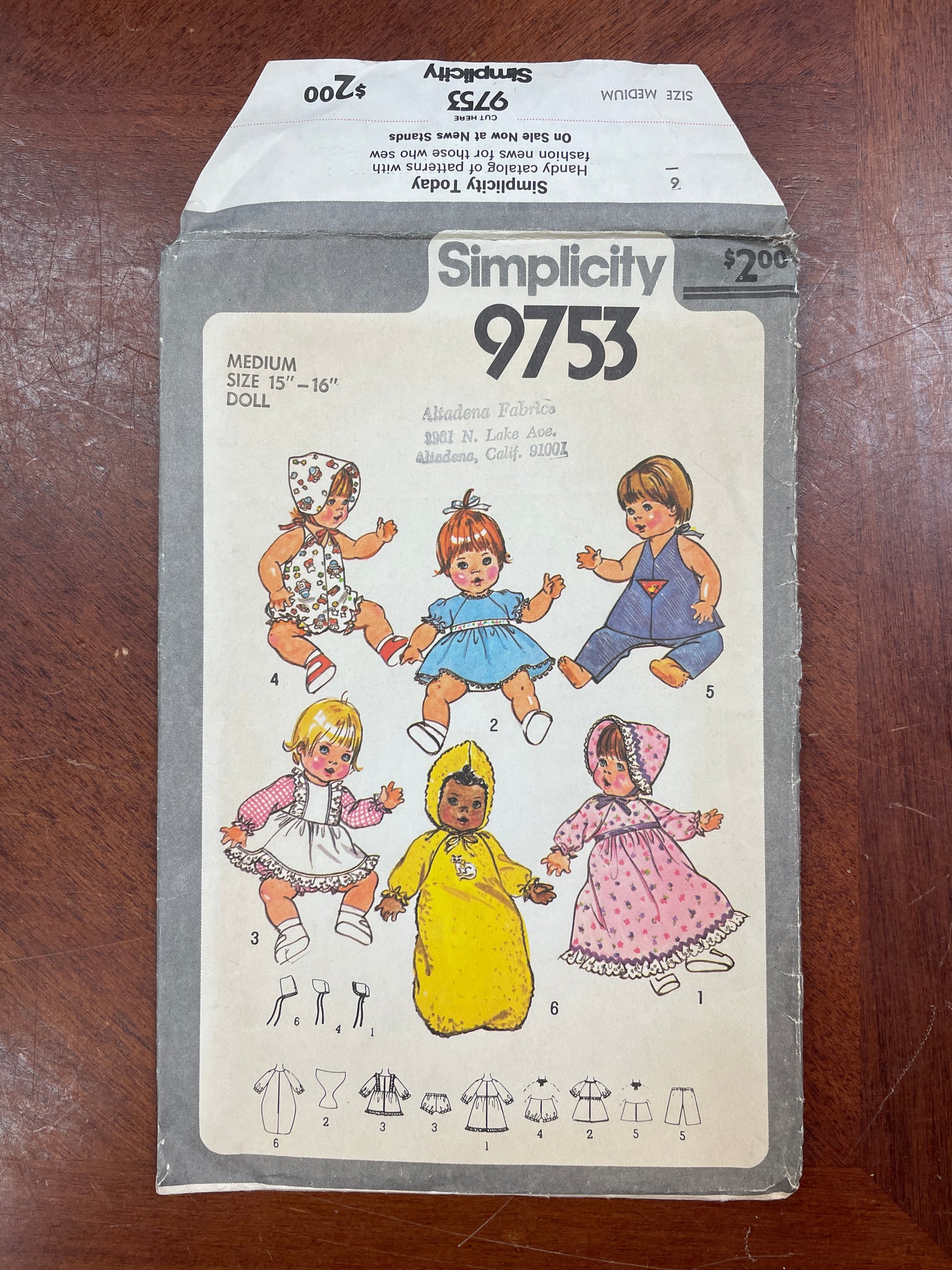 1980 Simplicity 9753 Pattern - Doll Clothes