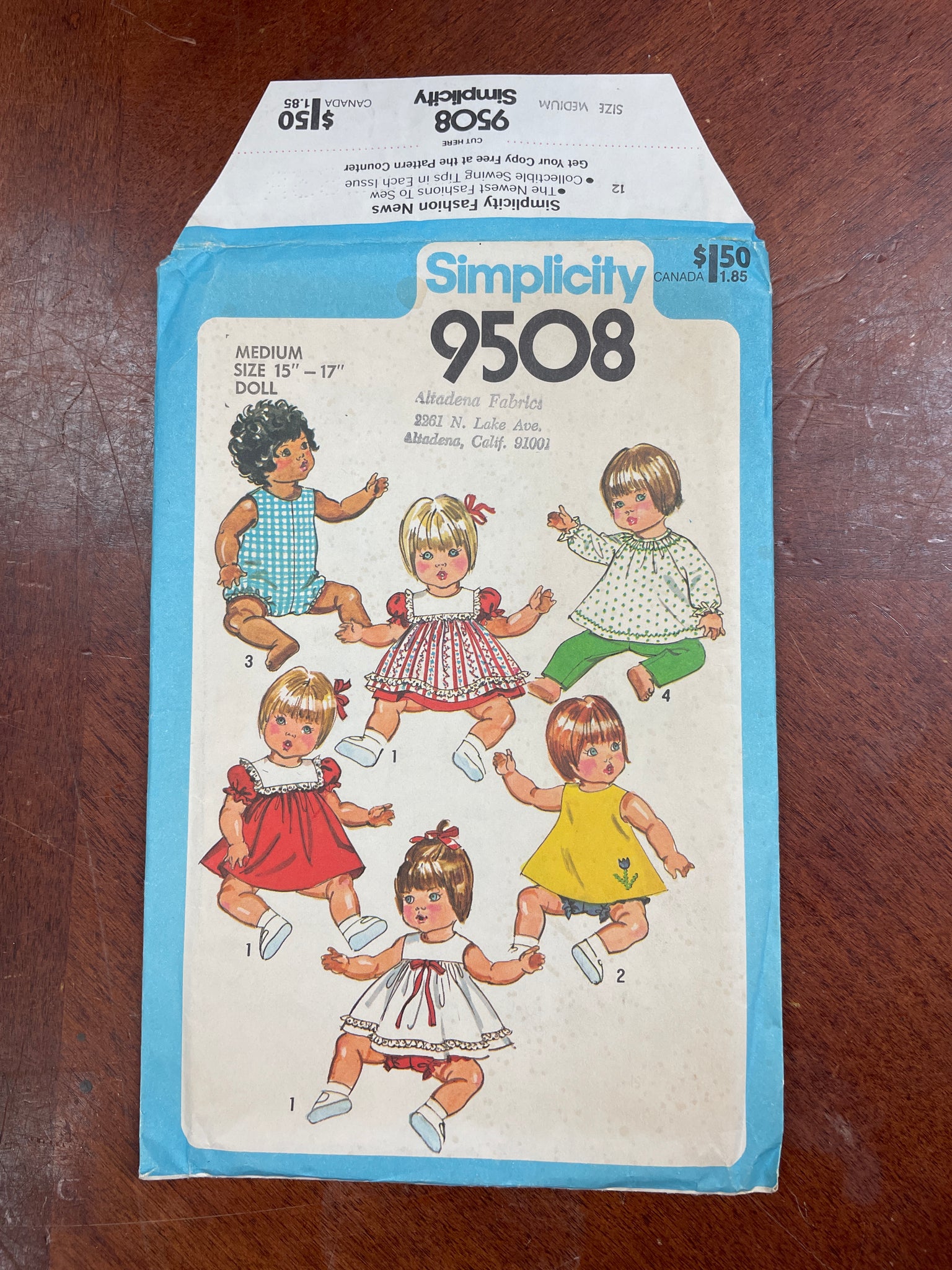 1980 Simplicity 9508 Pattern - Doll Clothes FACTORY FOLDED