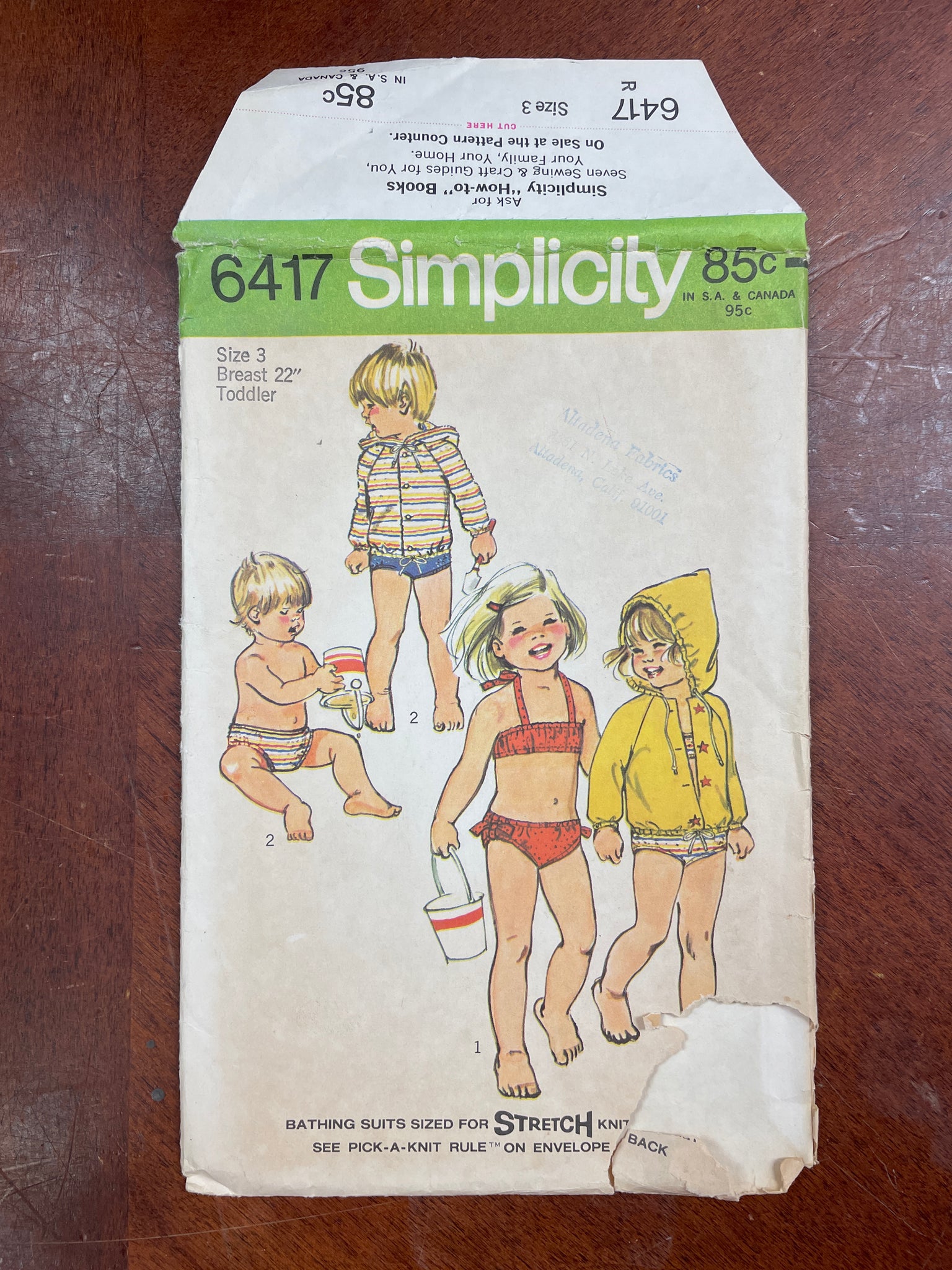1974 Simplicity 6417 Pattern - Toddler Knit Swim Wear and Hoodie