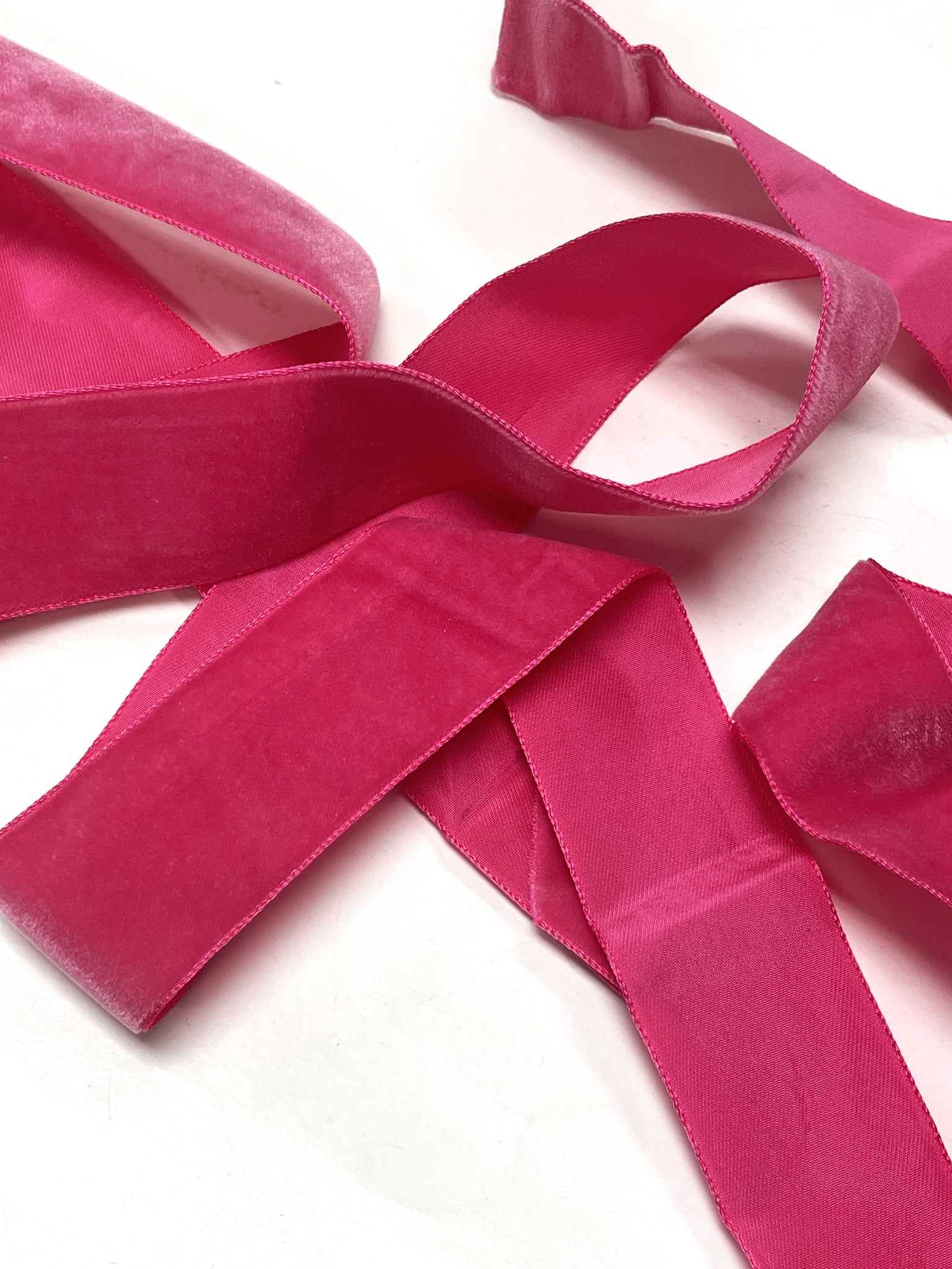 2 1/4 YD Polyester Velvet Ribbon - Hot Pink
