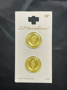 Button Plastic Set of 2 - Pearlescent Yellow