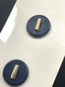 Button Plastic Set of 2 - Navy with Gold Accent