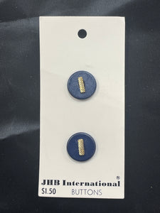 Button Plastic Set of 2 - Navy with Gold Accent