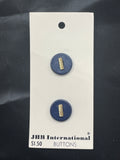 Button Plastic Set of 2 - Navy with Gold Accent