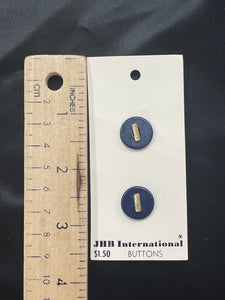 Button Plastic Set of 2 - Navy with Gold Accent