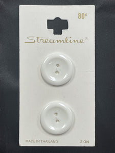 Button Plastic Set of 2 - White