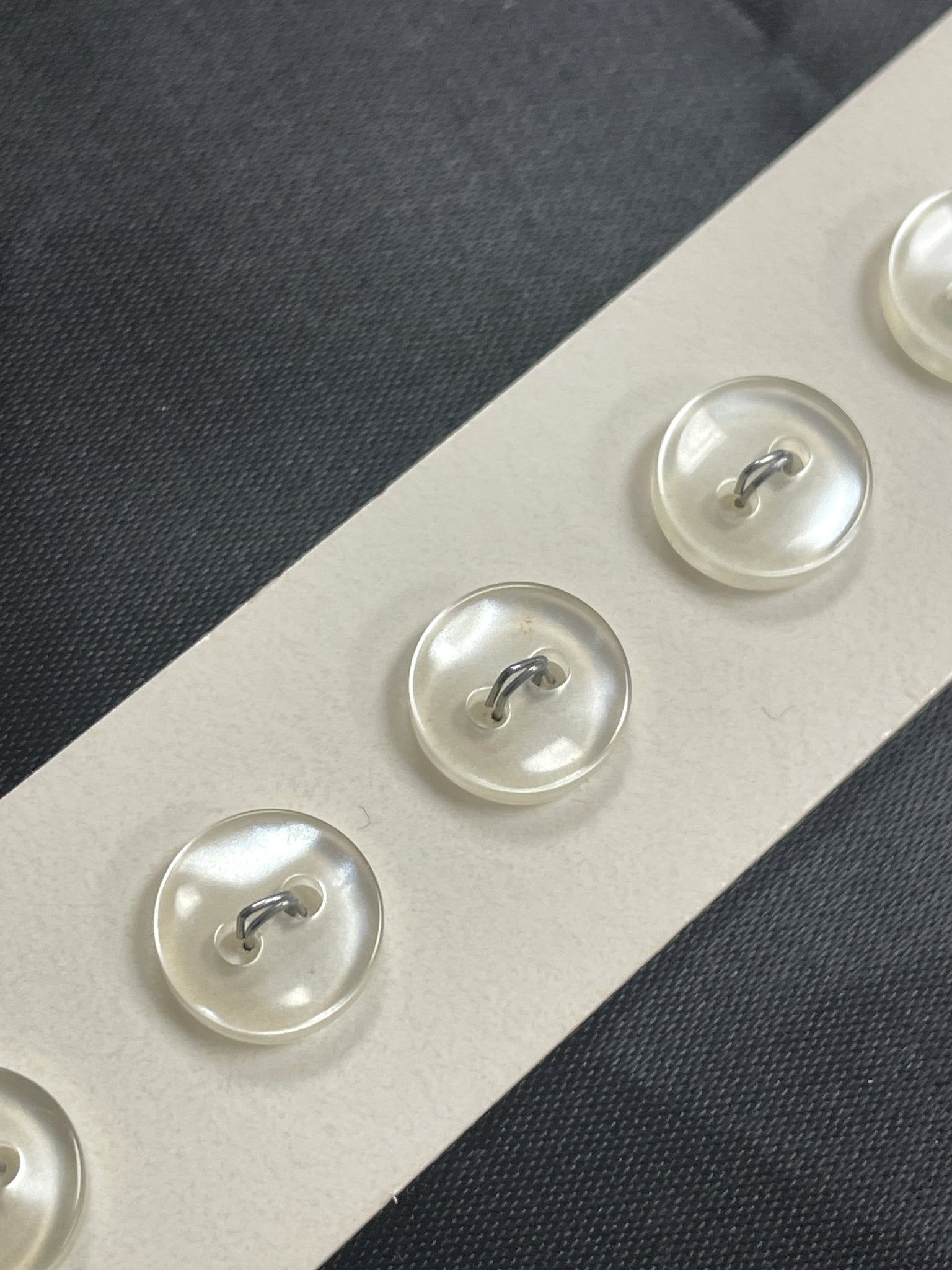 Button Plastic Set of 7 Vintage - Pearlescent Clear