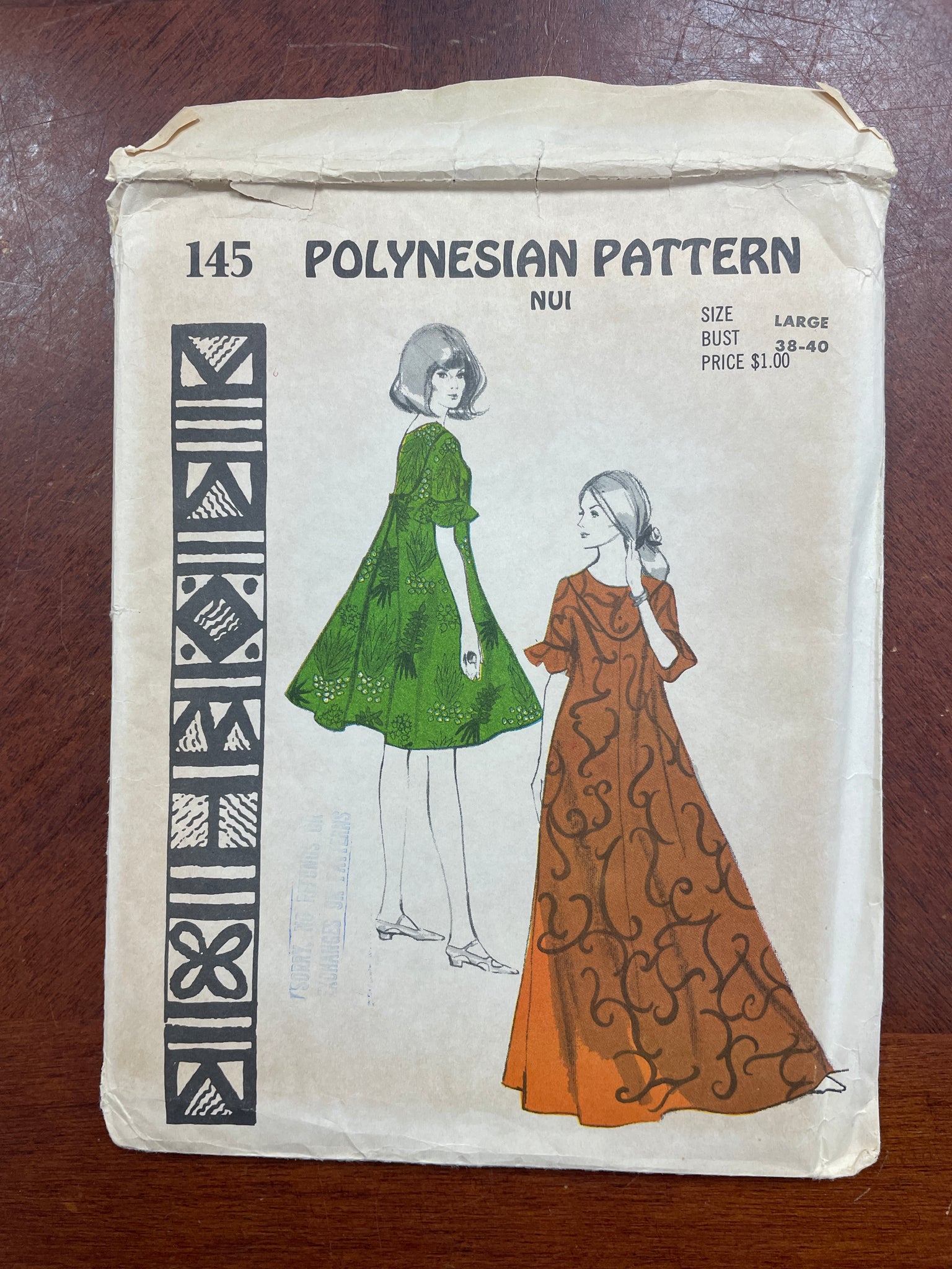 1970's Polynesian Pattern 145 - Nui Dress FACTORY FOLDED