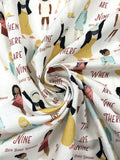 7/8 YD Quilting Cotton Remnant - White with Girls and "When there are nine"