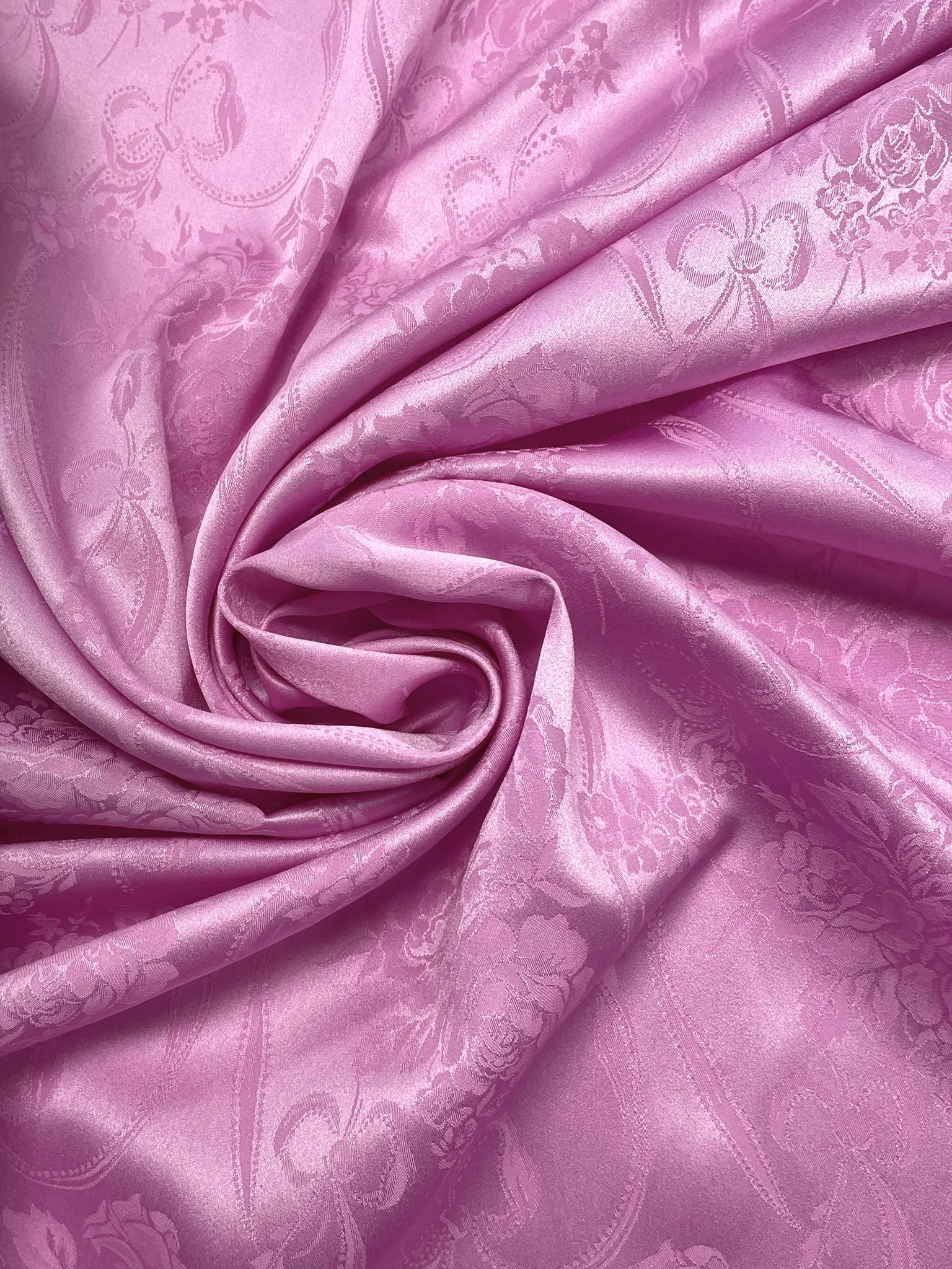 Polyester Floral Jacquard Vintage - Barbie Pink