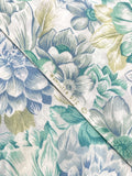 Cotton Blend Slub Weave Batiste Vintage - White with Aqua and Blue Flowers