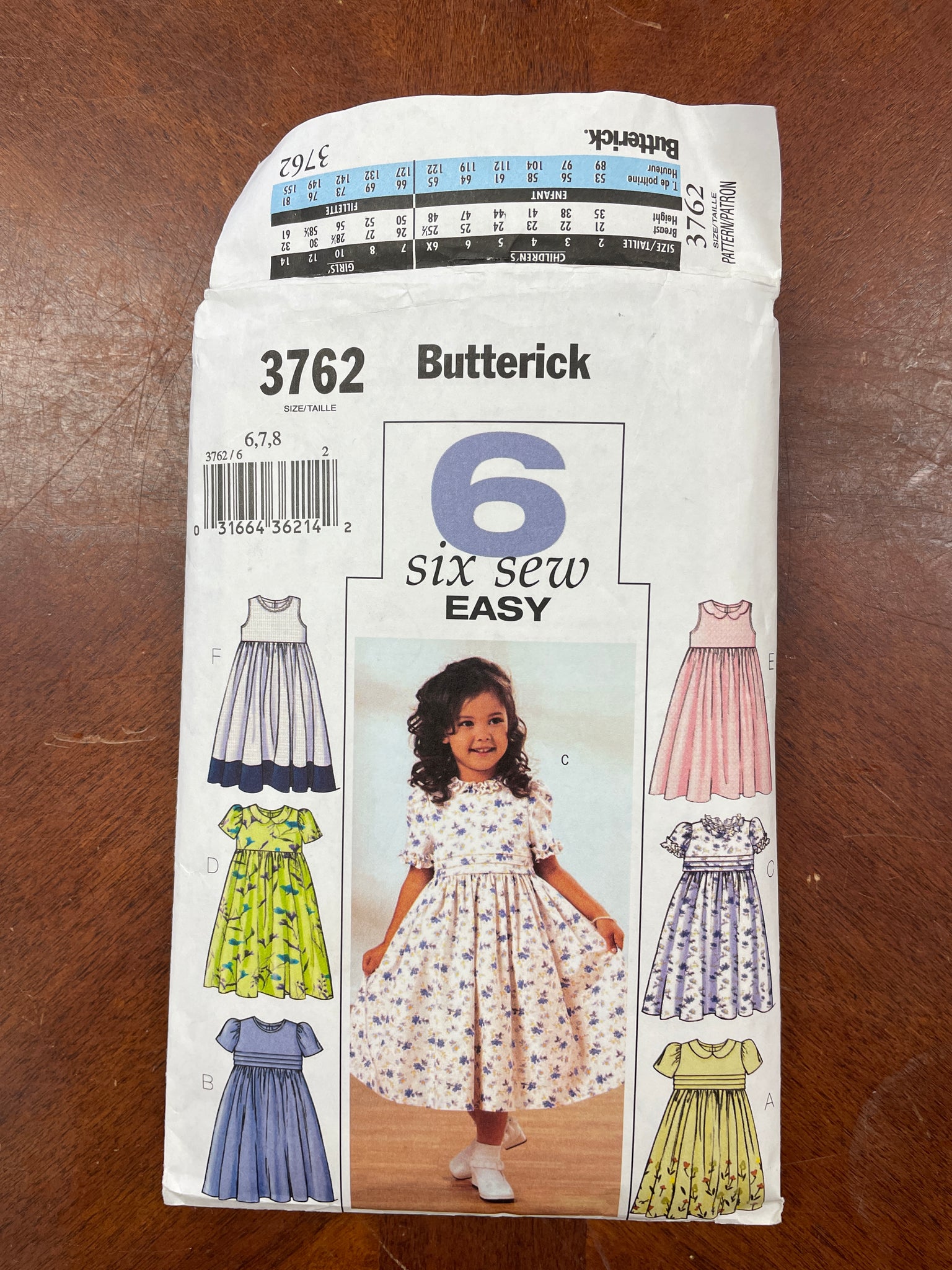 2003 Butterick 3762 Pattern - Child's Dress
