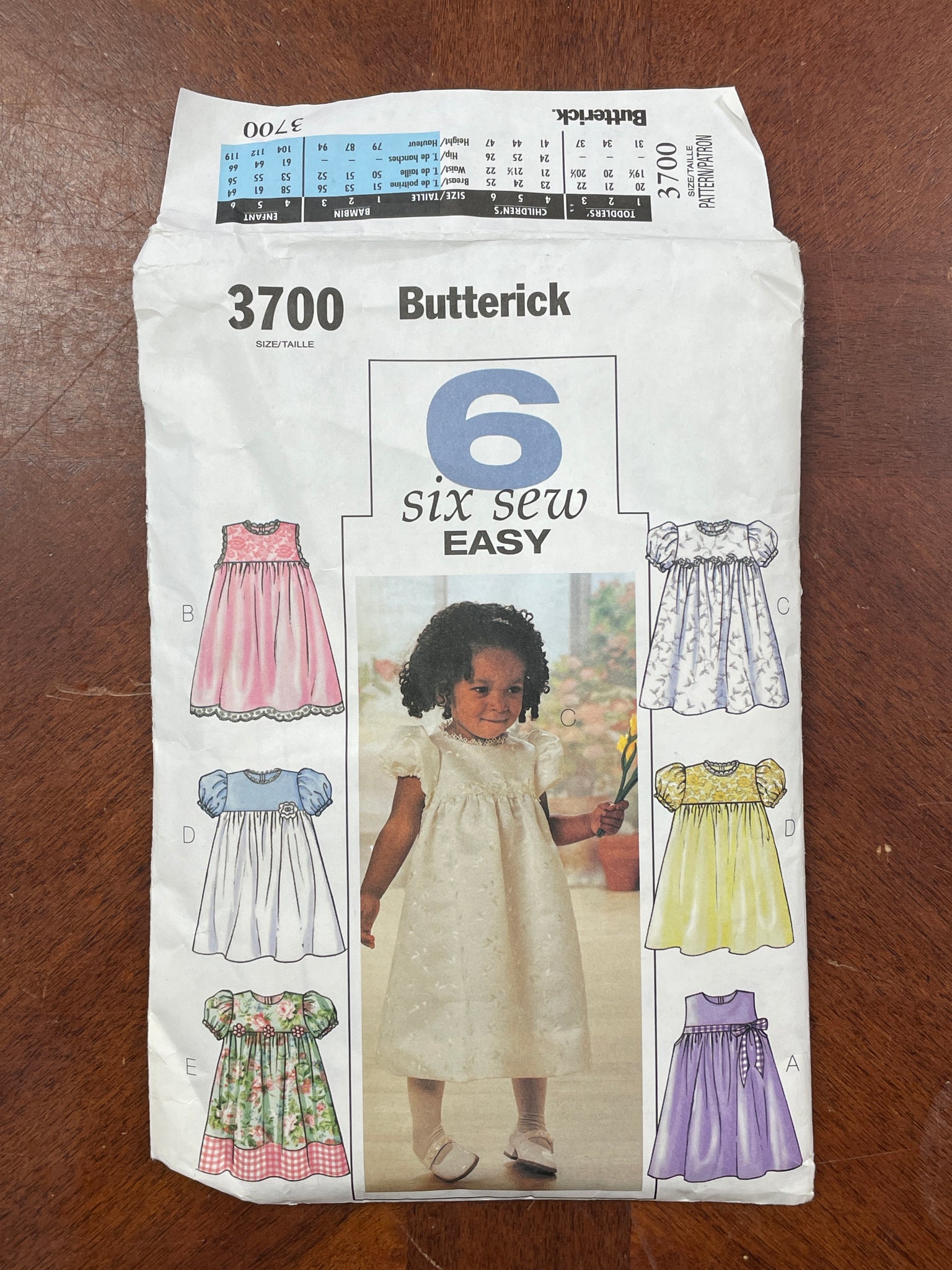 2002 Butterick 3700 Pattern - Child's Dress