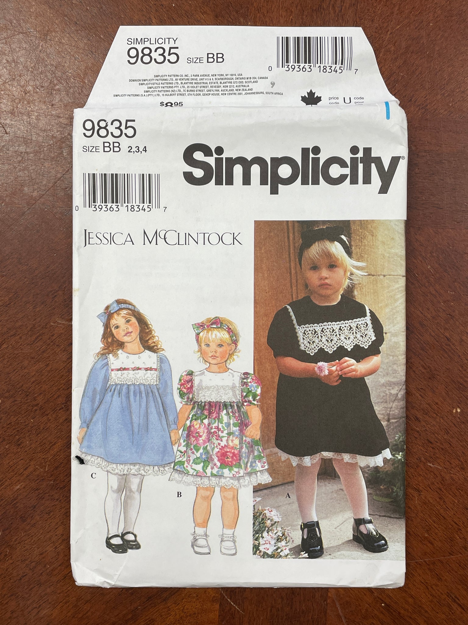 1995 Simplicity 9835 Pattern - Child's Dress FACTORY FOLDED
