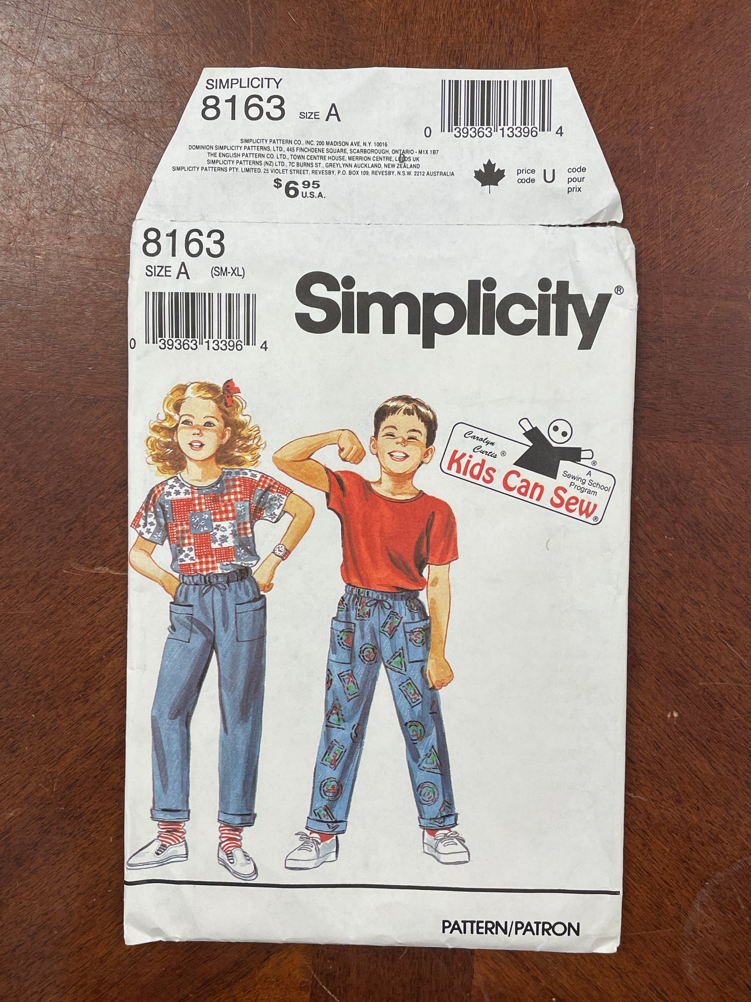 1992 Simplicity 8163 Pattern - Child's Pants FACTORY FOLDED