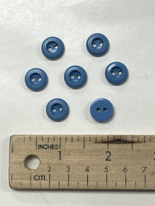 Button Plastic Set of 7 Vintage - Medium Blue