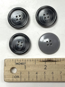 Button Plastic Set of 4 - Swirled Grays