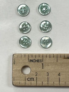 Button Plastic Set of 6 - Pearlescent Aqua