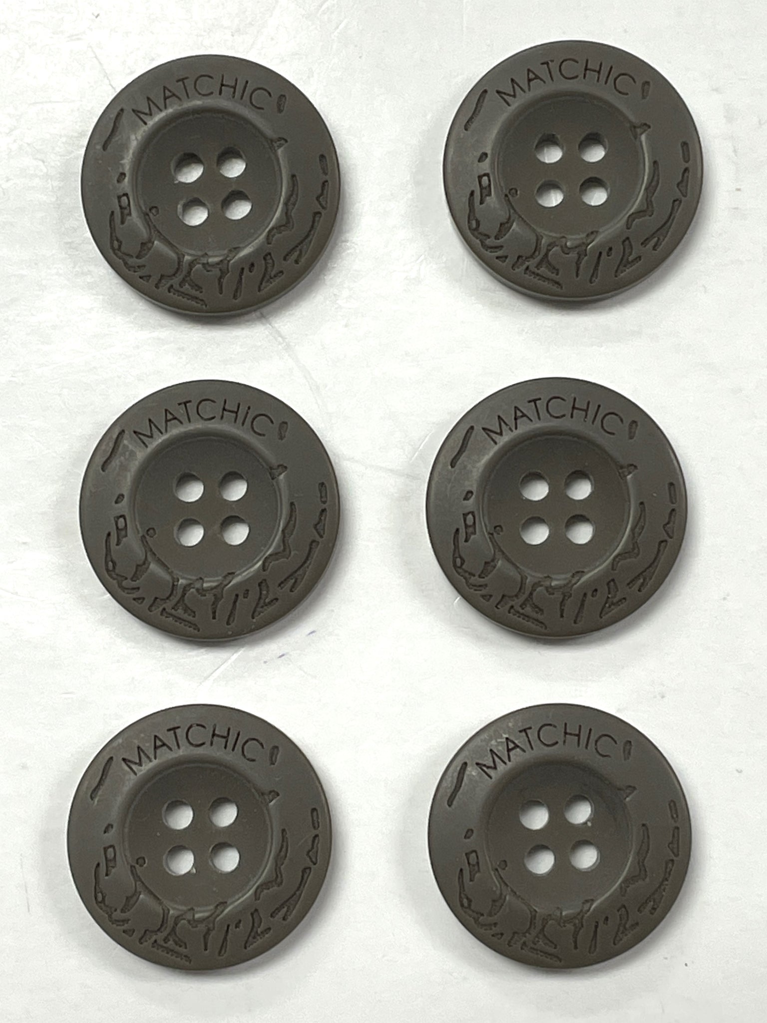 Buttons Plastic Set of 6 - Dark Beige