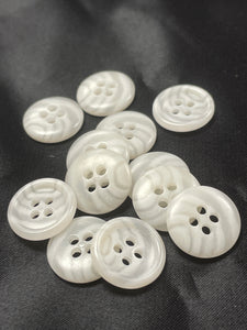 Buttons Plastic Set of 10 or 12 - White on White Swirl