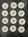 Buttons Plastic Set of 10 or 12 - White on White Swirl