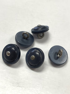 Buttons Plastic Set of 5 Vintage - Pearlescent Navy Blue with Metal Post Shanks