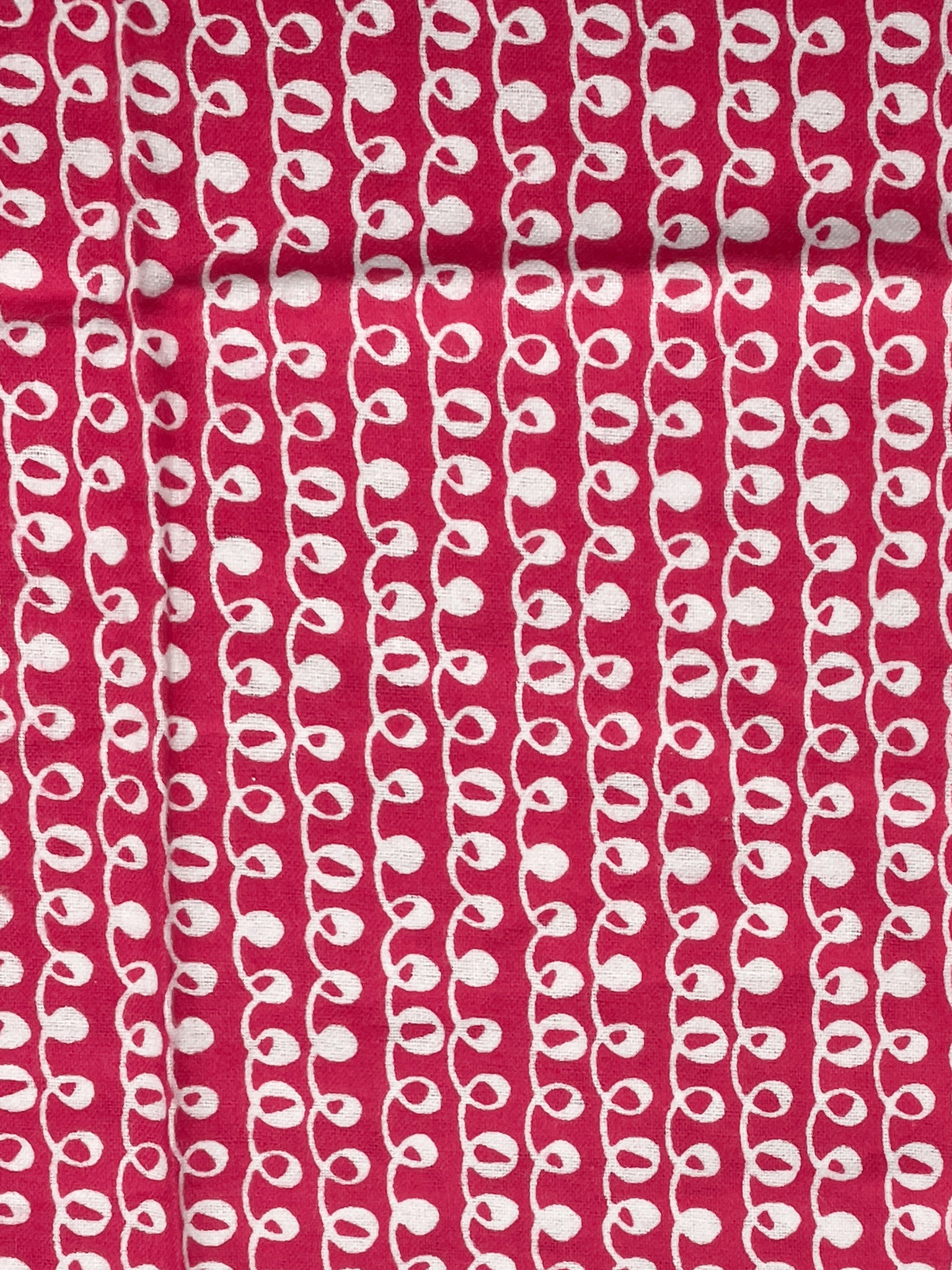 SALE 1 3/8 YD Cotton Flannel - Hot Pink with White Squiggles