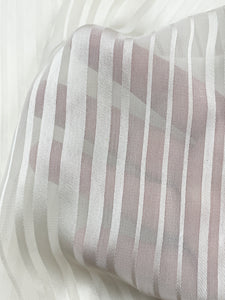 SALE Polyester Chiffon with Self Satin Stripe - Off White