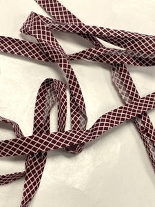 Cotton Bias Tape - Maroon with White Bias Lattice