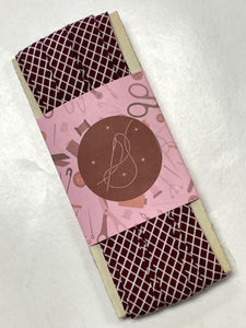 Cotton Bias Tape - Maroon with White Bias Lattice