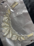 Neckline Motif Beaded and Sequined - Clear, White and Silver