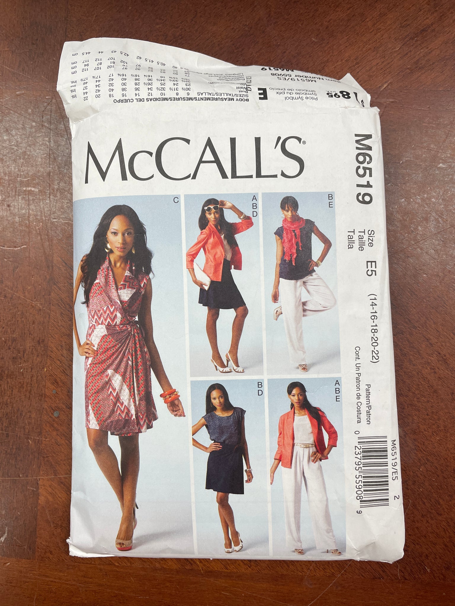2012 McCall's 6519 Pattern - Women's Jacket, Top, Dress, Skirt and Pants