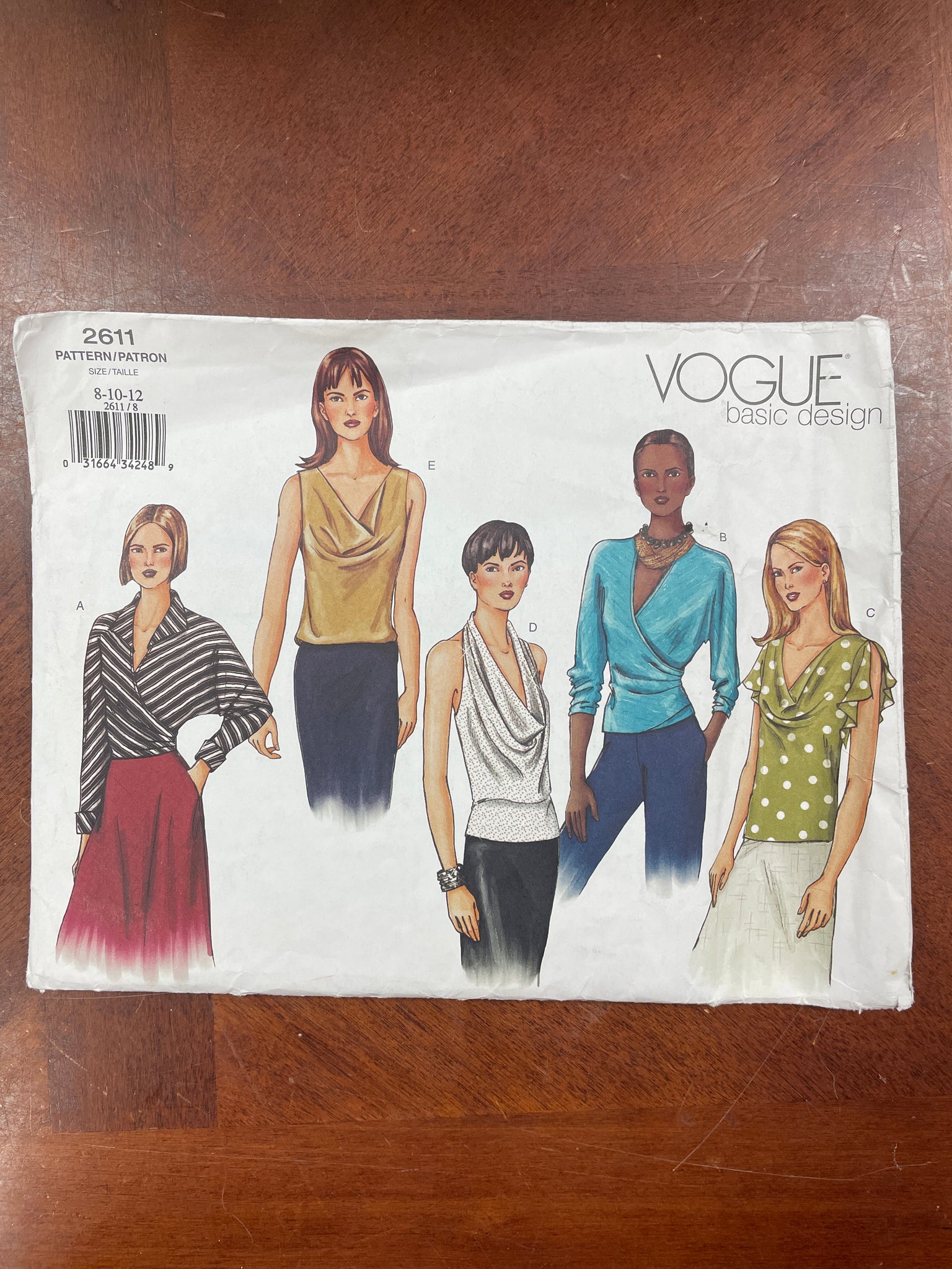 2001 Vogue 2611 Pattern - Women's Blouses FACTORY FOLDED