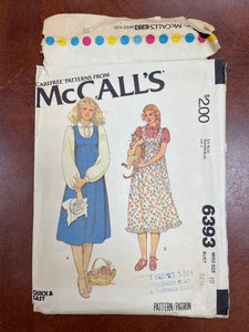 SALE 1978 McCall's 6393 Sewing Pattern - Jumper and Blouse