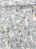 1 YD Cotton Stretch Twill - White with Blue Flowers