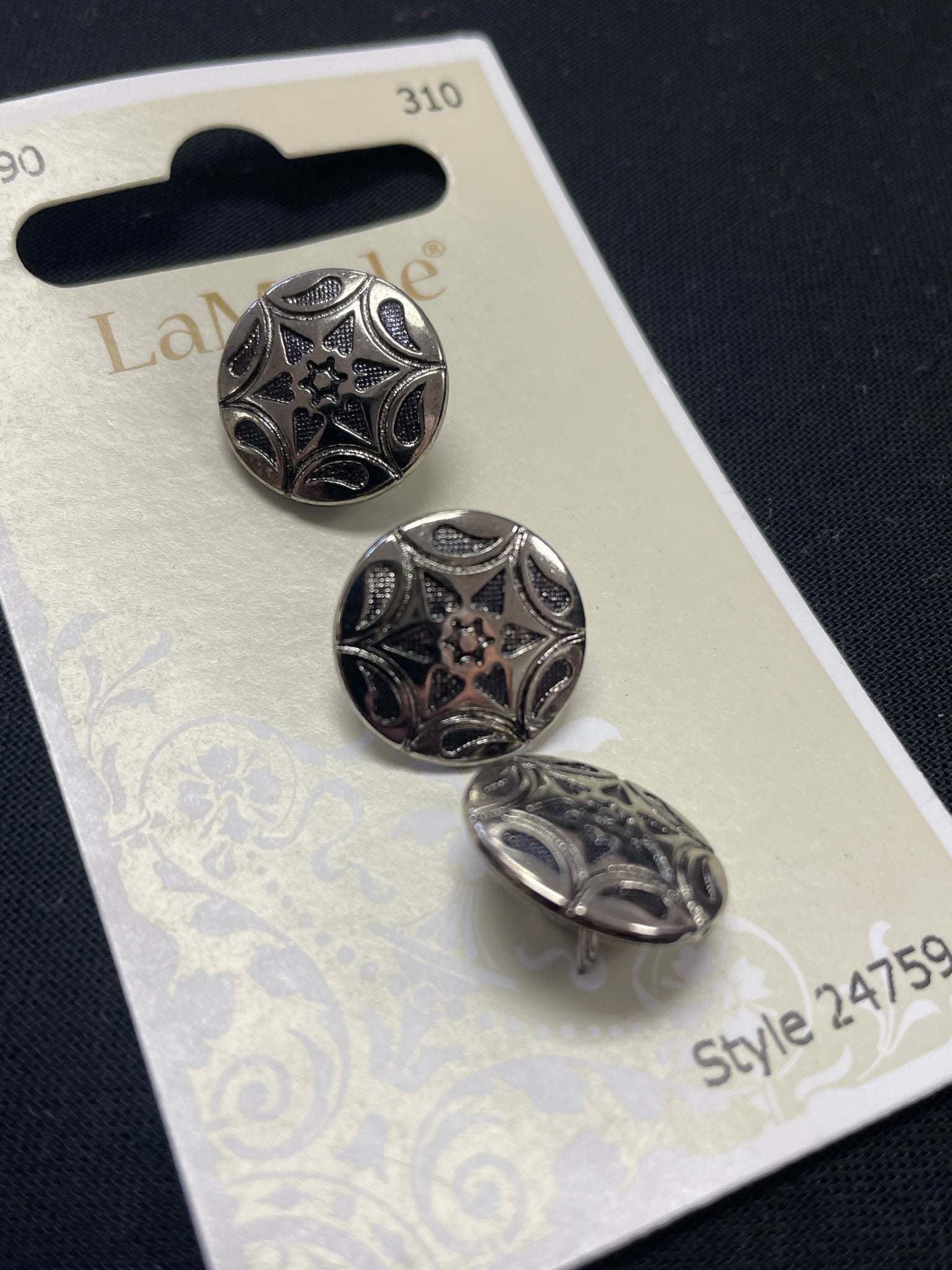 Buttons Metal Set of 3 - Silver Toned