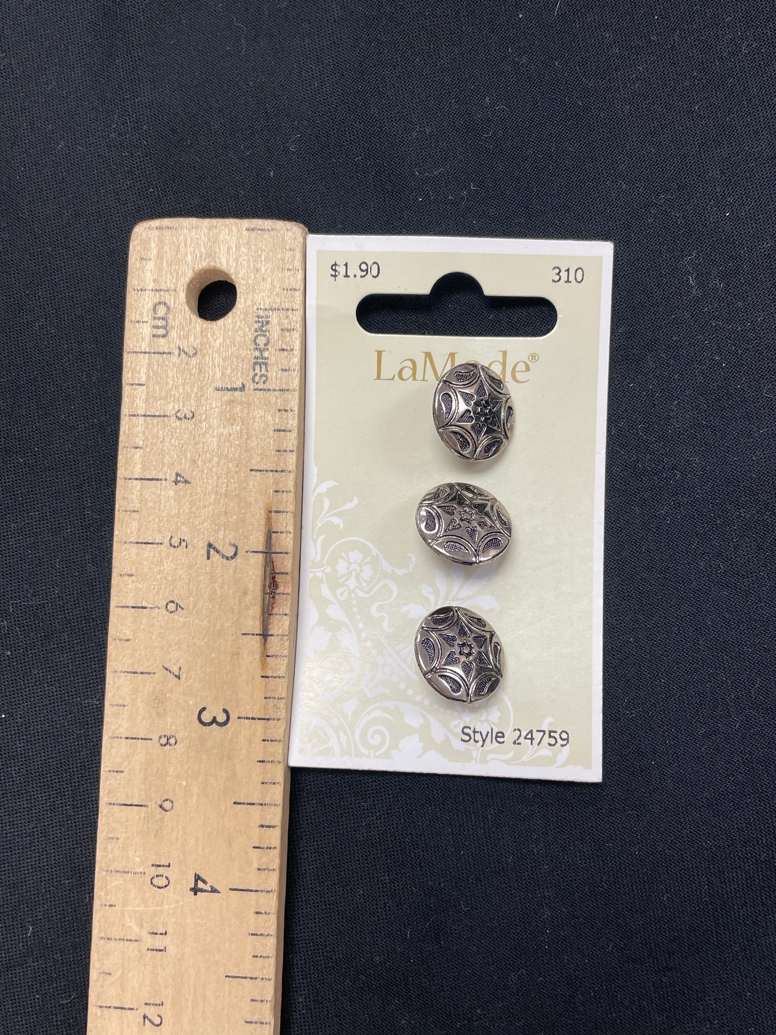 Buttons Metal Set of 3 - Silver Toned