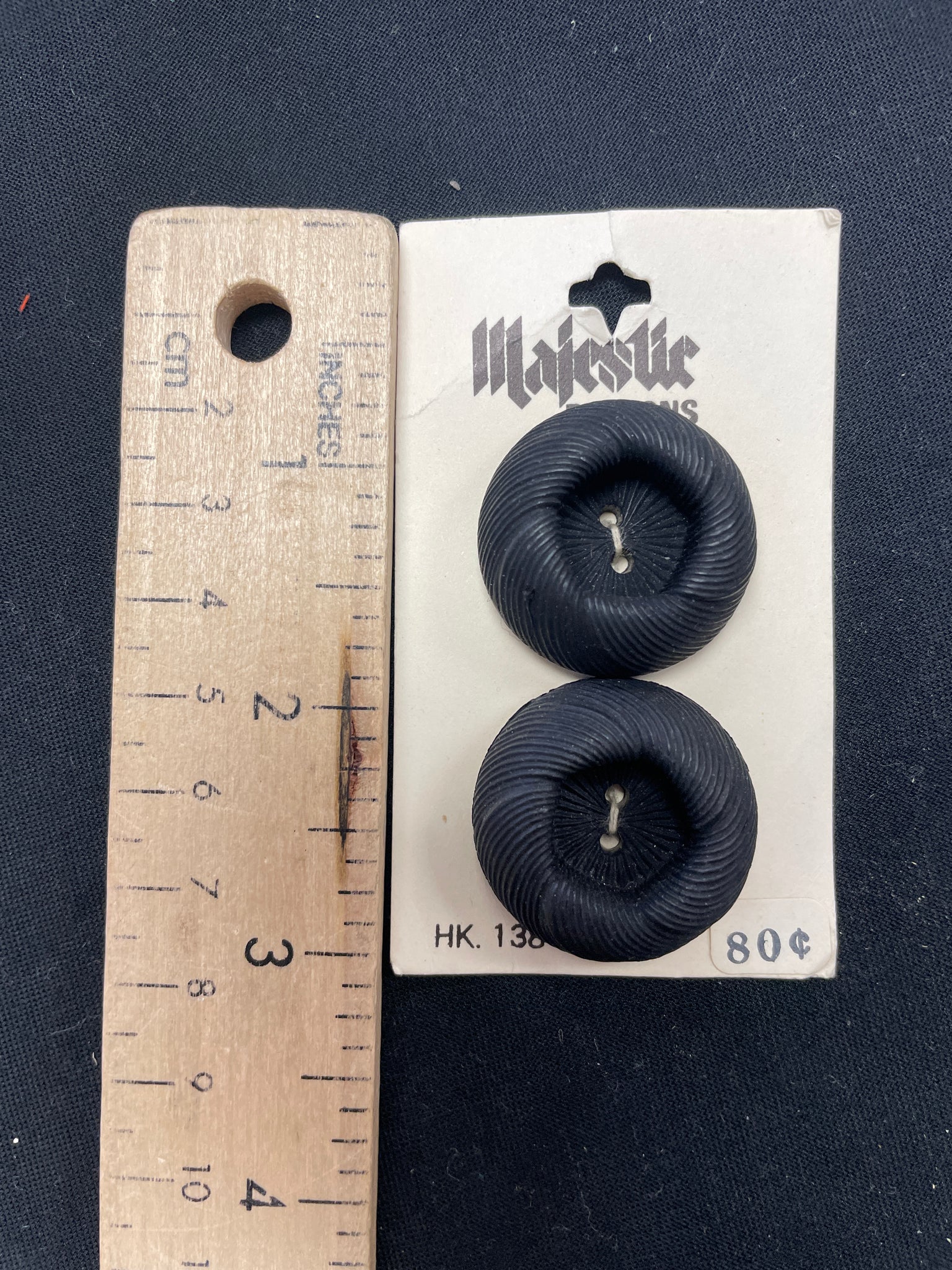 Buttons Plastic Set of 2 Vintage - Black