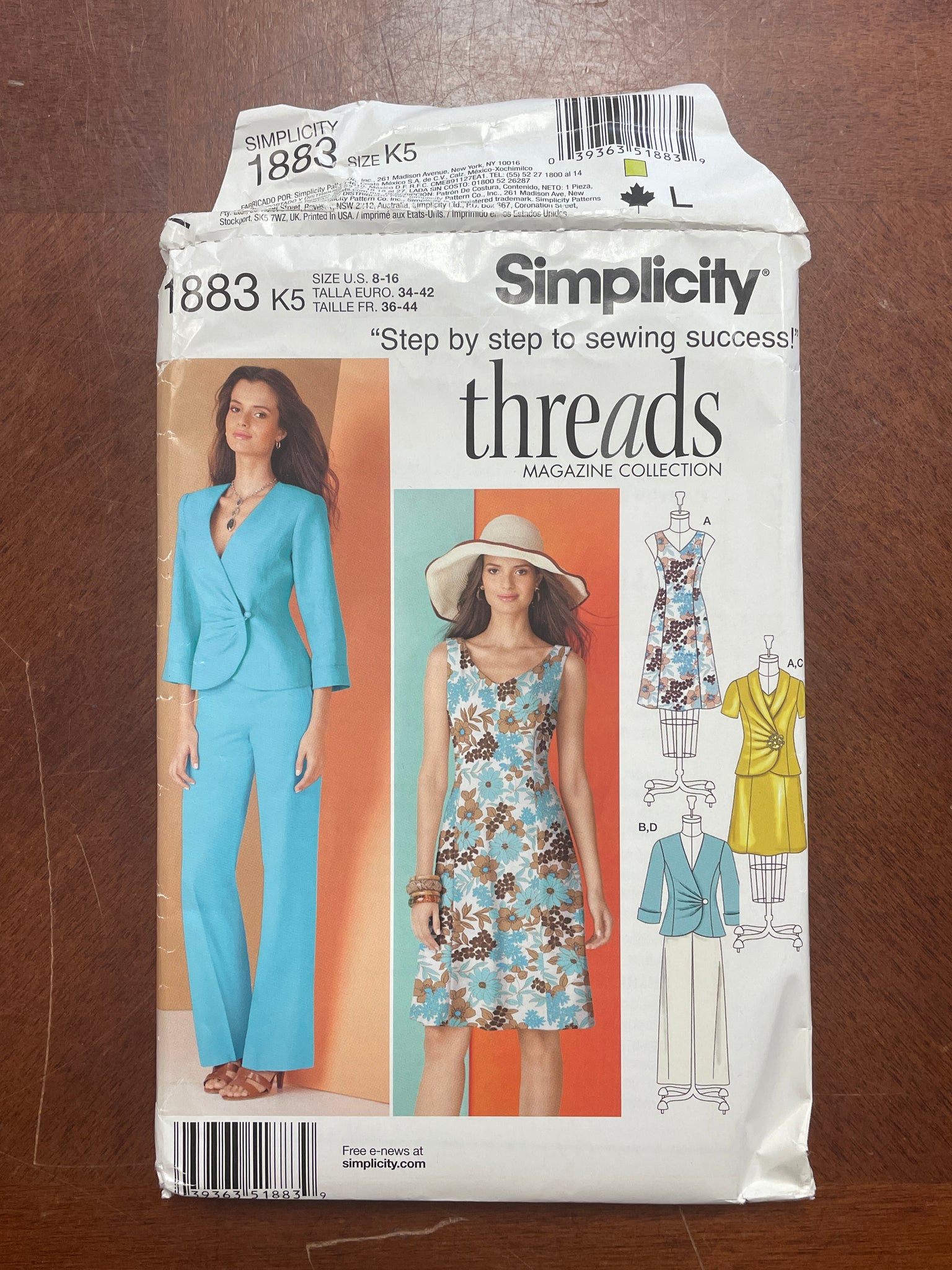 SALE 2012 Simplicity 1883 Sewing Pattern - Dress, Pants, Blazer FACTORY FOLDED