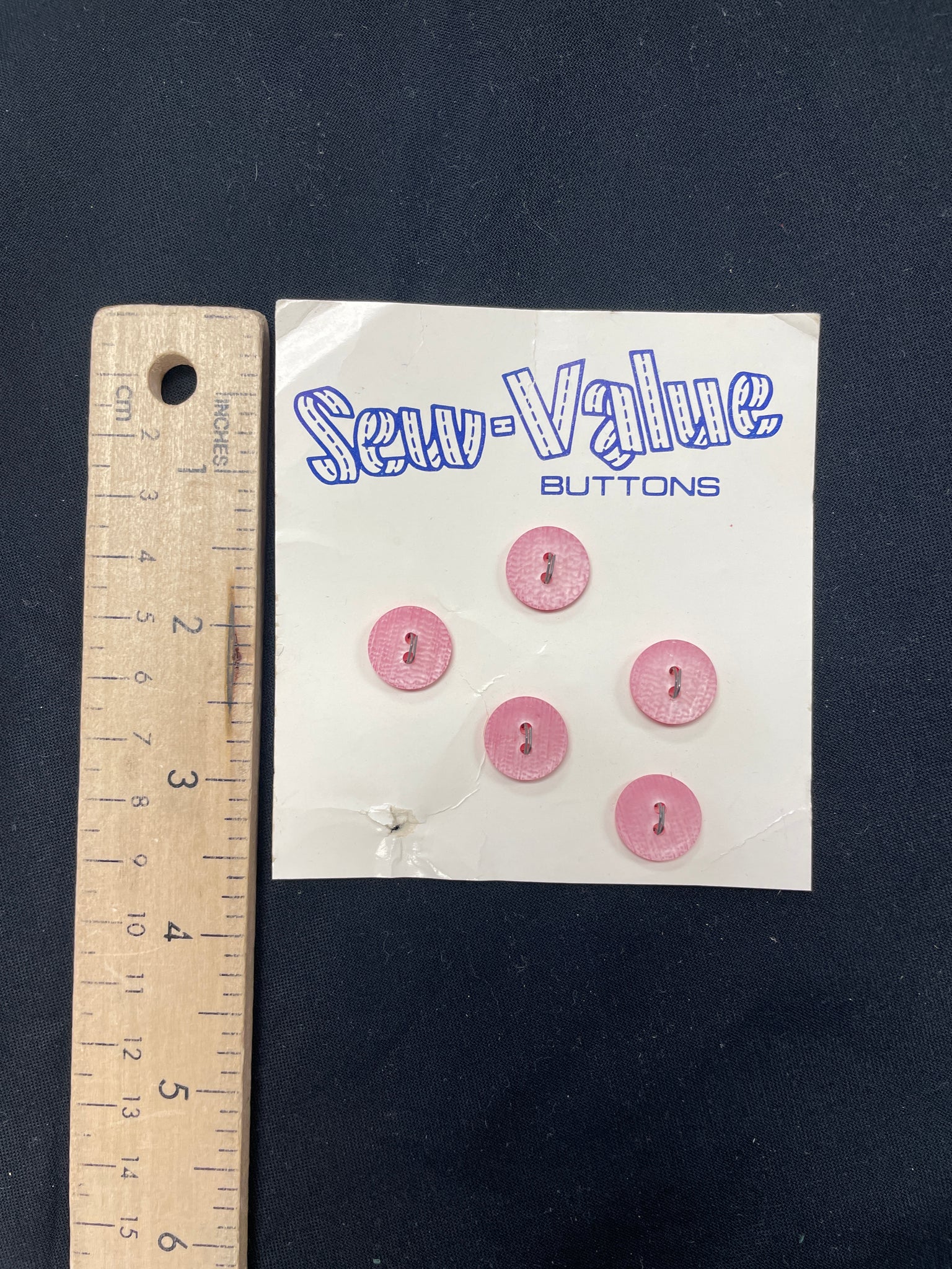 Buttons Plastic Set of 5 Vintage - Frosted Pink