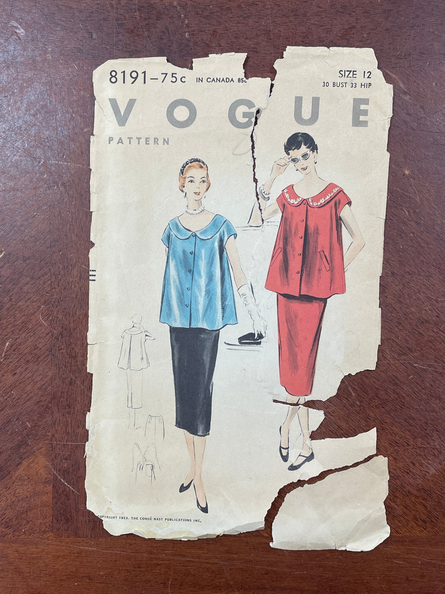 1953 Vogue 8191 Pattern - Maternity Smock and Skirt
