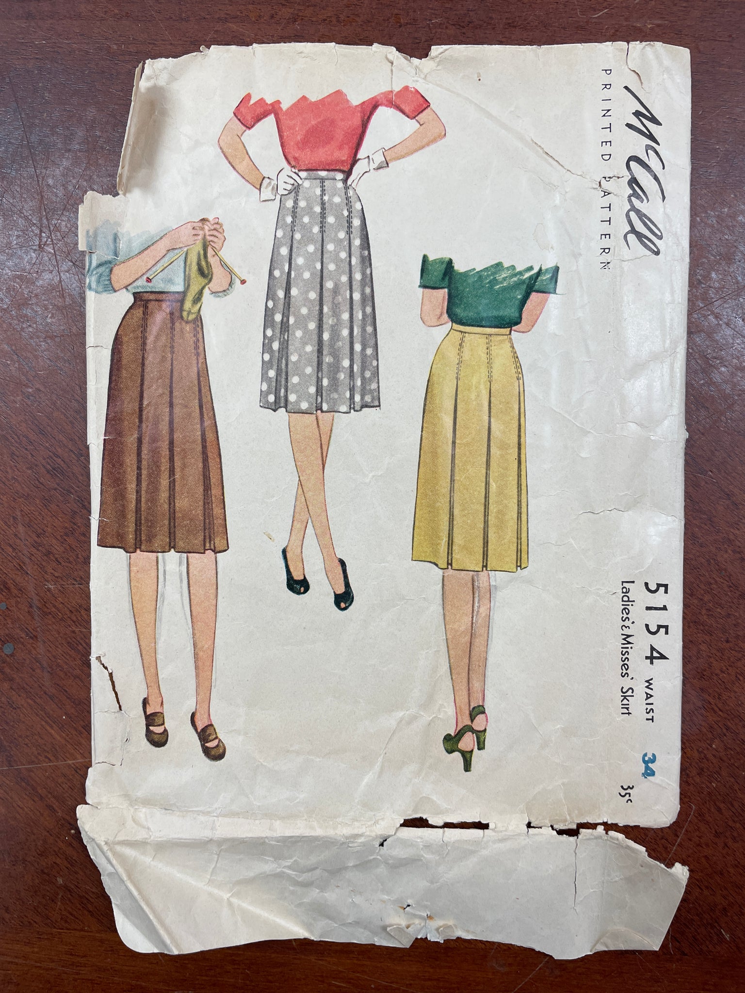 1943 McCall 5154 Pattern - Skirt with 8 Gores