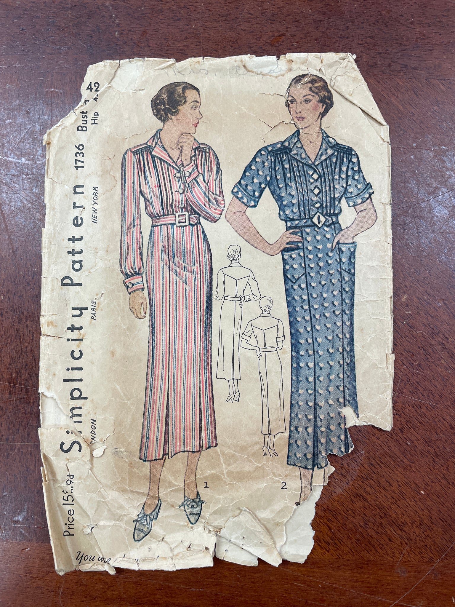 1930's Simplicity 1736 Pattern - Dress