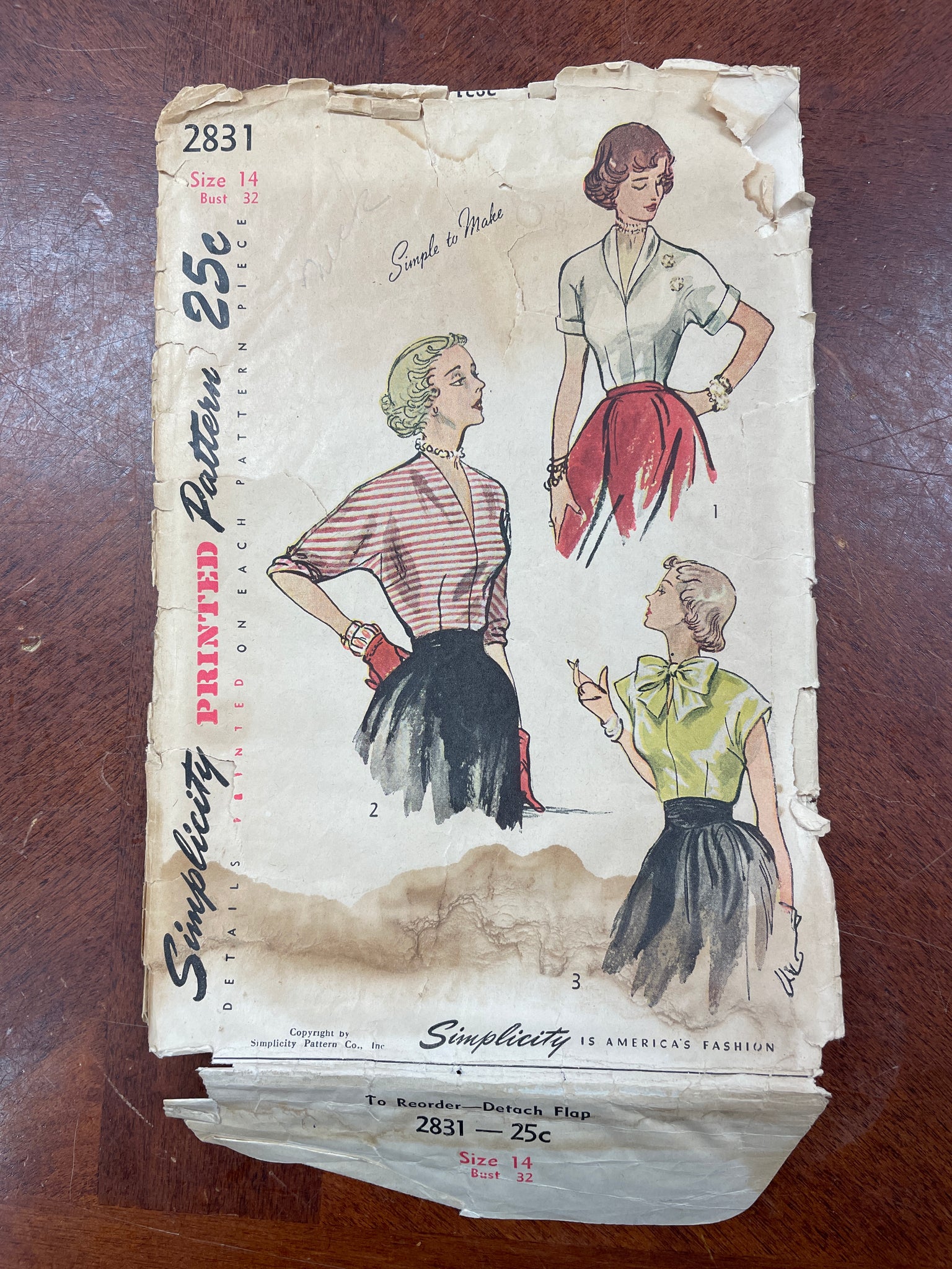 1950's Simplicity 2831 Pattern - Blouses
