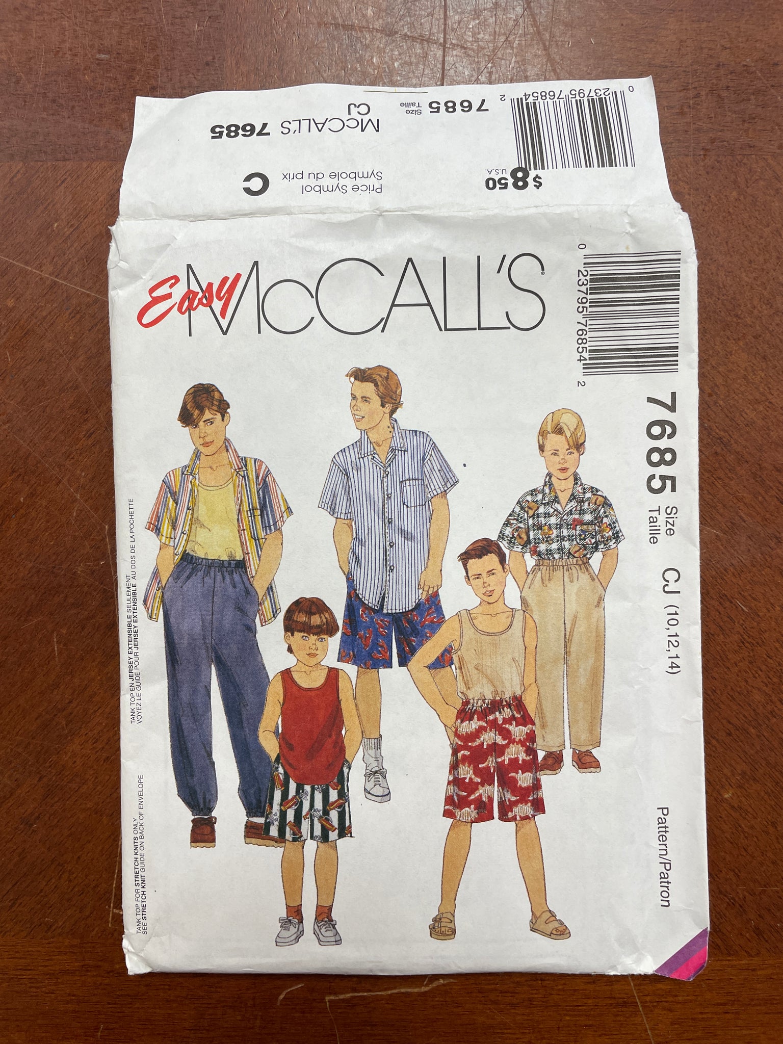 1995 McCall's 7685 Pattern - Child's Knit Shirts, Pants and Shorts FACTORY FOLDED
