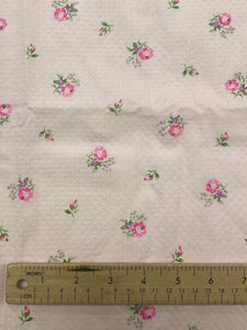 1 YD Poly/Cotton Flocked Batiste Vintage - Pink with Bright Pink Flowers