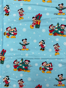 2020 1 1/2+ YD Quilting Cotton - Light Blue with Christmas Mickey and Minnie Mouse