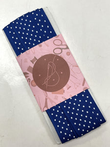 3 1/8 YD Polyester Grosgrain Ribbon - Blue with White Polka Dots