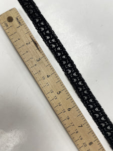 8 1/2 YD Poly Blend Elastic Lace - Black with Hearts