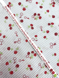 1 1/2 YD Quilting Cotton - Blue and White Stripes with Red Cherries